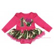 Hot Pink Long Sleeve Bodysuit Camouflage Pettiskirt & 1st Camouflage Birthday Number Minnie Print JS4826